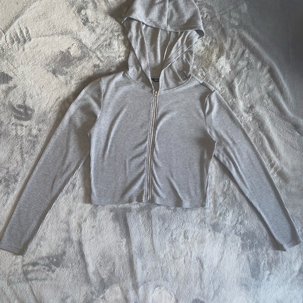 Gray Hooded Women's Top